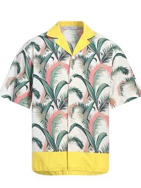 Maison Kitsune Botanical Print Short Sleeve Hawaiian Shirt S Camp Shirt NWT